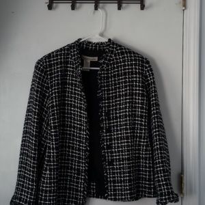 David Brooks Black and White Fringe Edge Women's Suit Jacket